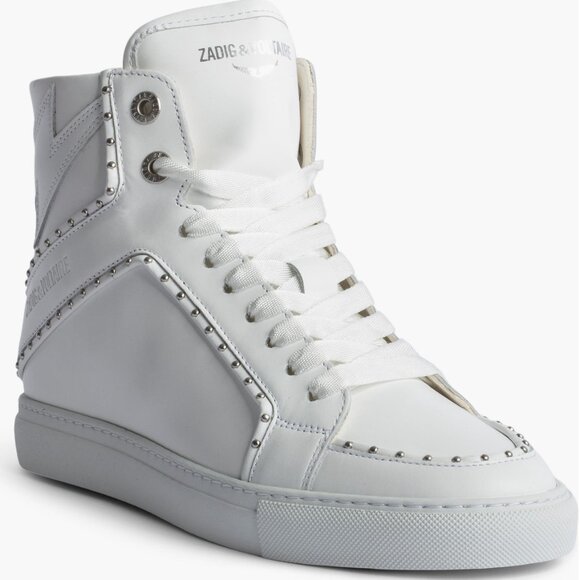 Zadig & Voltaire Women's White Flash High Top Sneaker Leather EU 37/US 7 - Picture 1 of 14